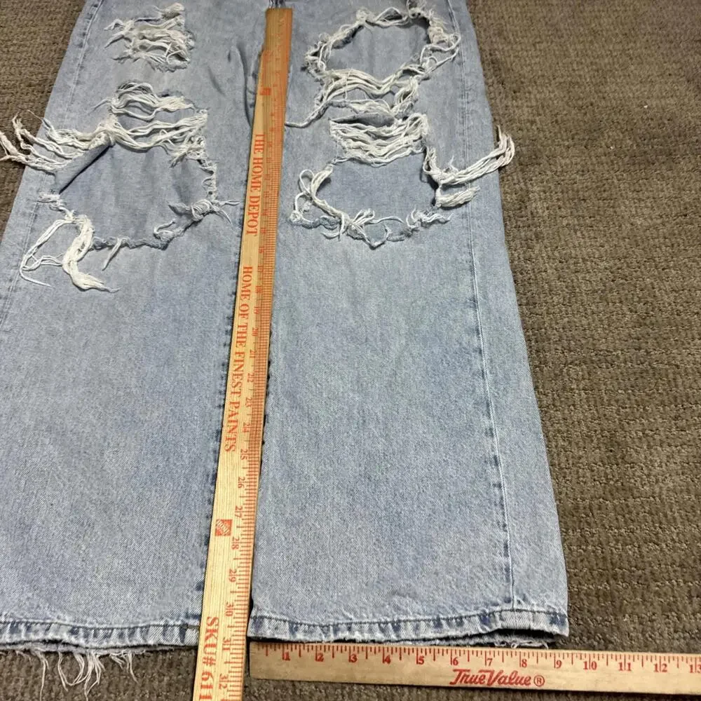 Aeropostale Jeans Low Rise Skater Blue Distressed 5 Button Fly Women’s Size 14 - Picture 8 of 12